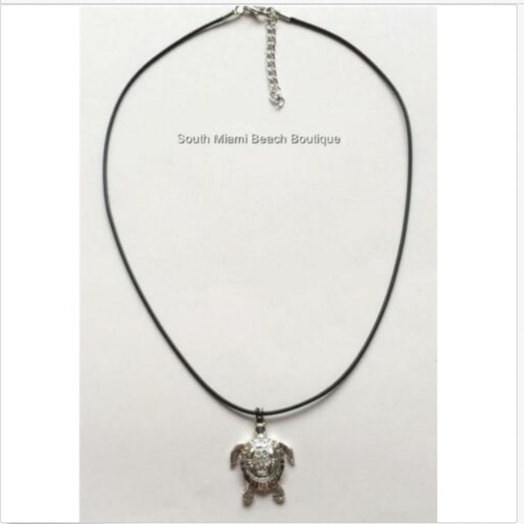 Silver Sea Turtle Necklace Crystal Sea Life Nautical Beach Island Rhodium Plated - Picture 5 of 8